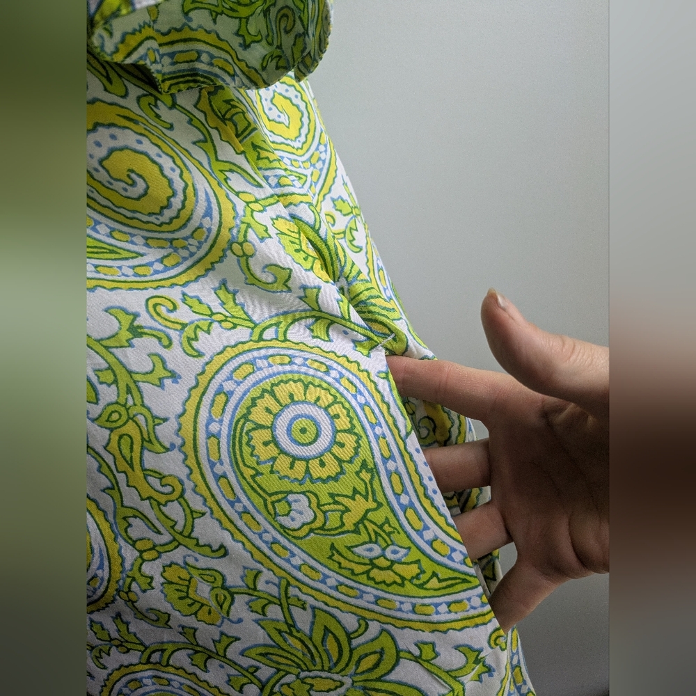 EUC....J. Crew 100% Organic Cotton Blockprint Citrus Paisley Mini Dress Size XS - Picture 8 of 13